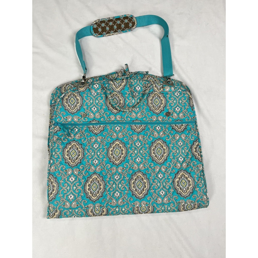 Vera Bradley Hanging Garment Travel Bag Totally Turks Blue Teal Brown Tan O/S